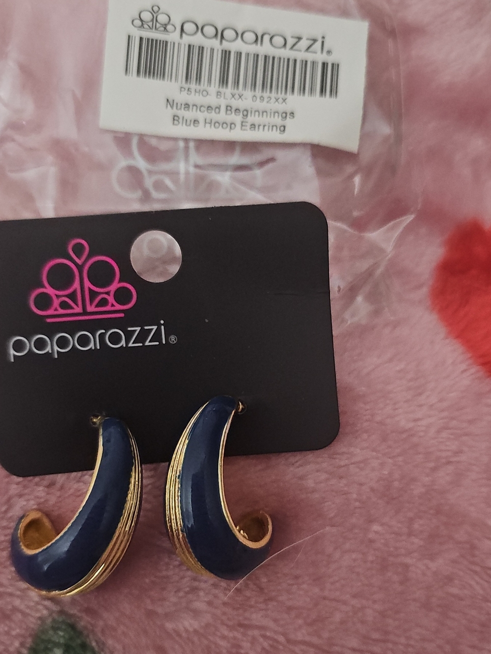 paparazzi Navy and Gold Crescent Hoop Earrings